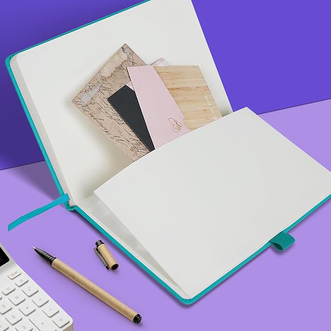 Lined Journal Notebooks for Work, Travel, College, A5 Size 100 GSM Thick Paper, Classic Ruled Journaling Notebook, Hardcover Notepad for Writing 160 Pages, 5.5 x 8.3 inch, Turquoise