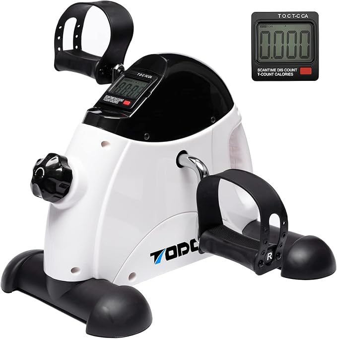 TODO Mini Exercise Bike Pedal Exerciser Foot Peddler Portable Therapy Bicycle with Digital Monitor
