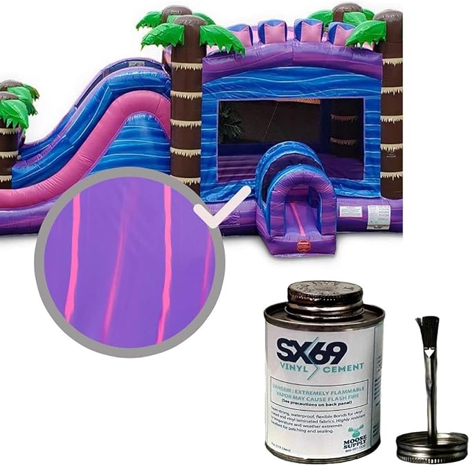 SX-69 Vinyl Repair Kit | Inflatable Bounce House Repair Kit | Includes 4 Ounce Adhesive and Vinyl Roll | for Flexible, Waterproof Repairs of Tears, Punctures, and Holes