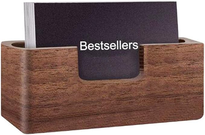 Wood Business Card Holder, Tabletop Walnut Name Card Holder, Office Desktop Wooden Business Card Stand, 50 Cards