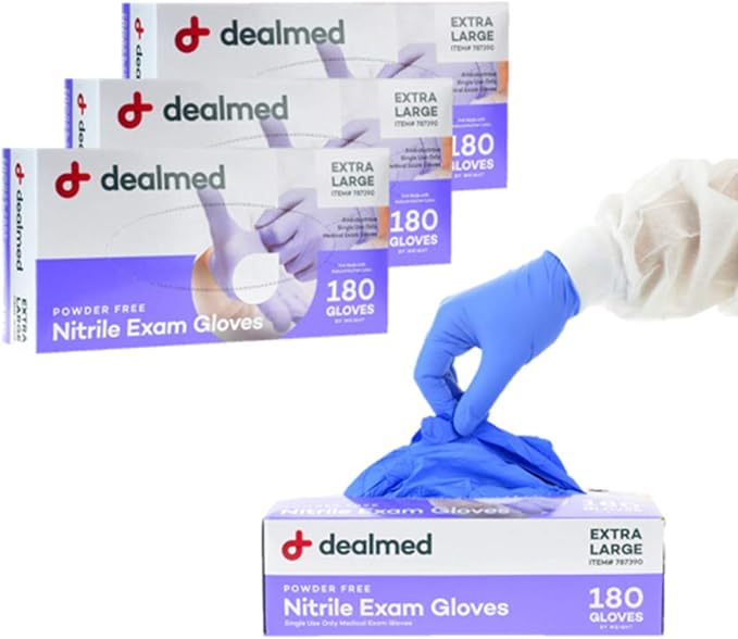 Dealmed Brand Nitrile Medical Grade Exam Gloves, Disposable, Latex-Free