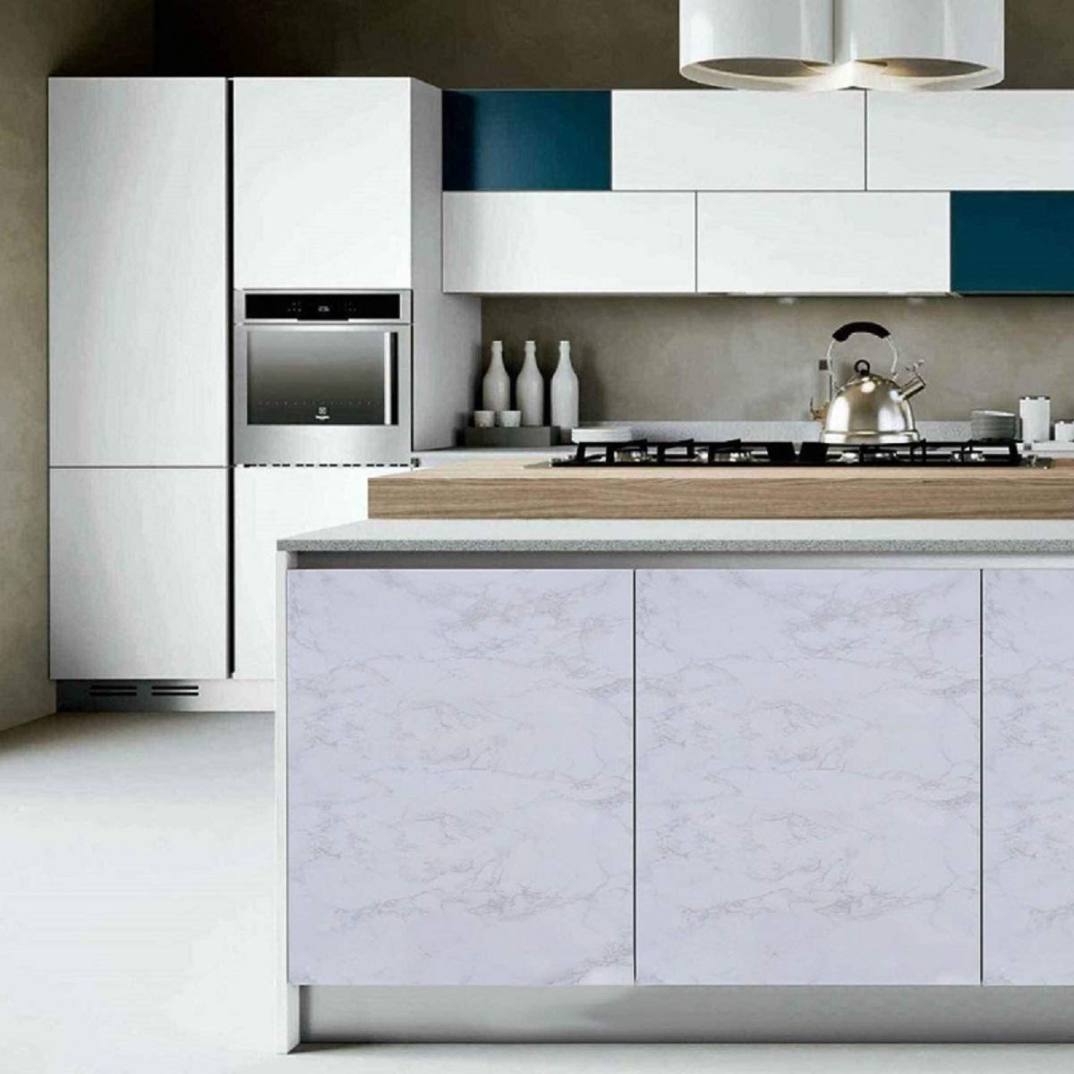 practicalWs Marble Paper Granite Gray/White Roll Kitchen Countertop Cabinet Furniture is Renovated Thick PVC Easy to Remove Without Leaving Glue Upgrade 17.71" x 196.8"