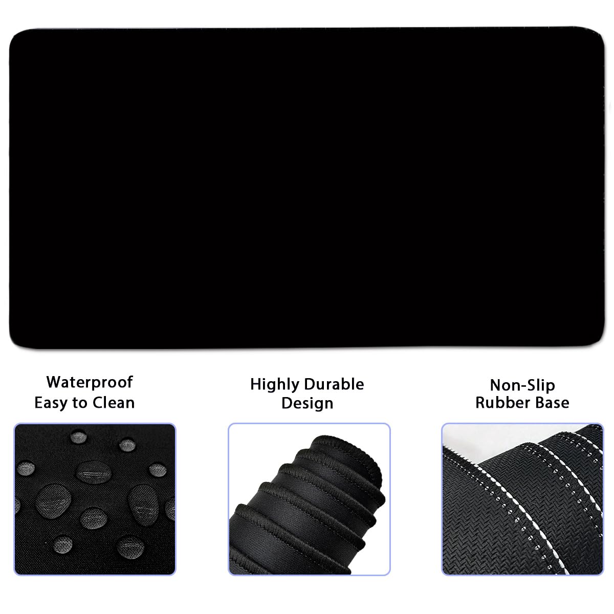 4-in-1 Large Gaming Mouse Pad, Keyboard Wrist Rest Pad & Wrist Support Mousepad Set, Extended Desk Pad Waterproof Desk Mat for Home Office Study Game-Black
