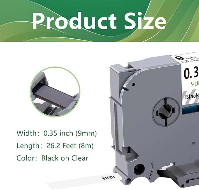TZe-121 9mm TZe TZ Clear Tape Compatible with Brother P Touch Label Maker Tape TZ-121 TZe121 TZ121 Label Tape 9mm 0.35 Laminated Black on Clear for PT D200 D400 D210 D220 H110 1880, 3-Pack