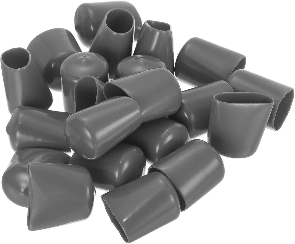 uxcell 20pcs Rubber End Caps 20mm ID Vinyl PVC Round Tube Bolt Cap Cover Screw Thread Protectors Dark Grey
