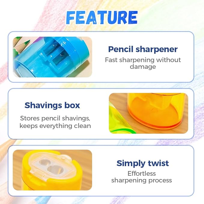 4 Pcs Pencil Sharpeners with Lid, 2025 New Small Dual Hole Manual Pencil Sharpener, Colored Handheld Pencils Sharpener for Classroom Home Office Back to School Supplies (Round)