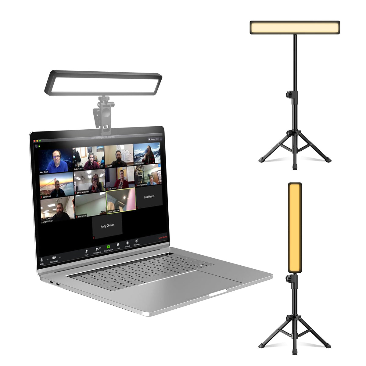 Video Conference Lighting with Tripod for Laptop&Computer -Webcam Light for Streaming-Zoom Lighting with 3 Dimmable Color & 10 Brightness Level for Self Broadcasting and Live Streaming