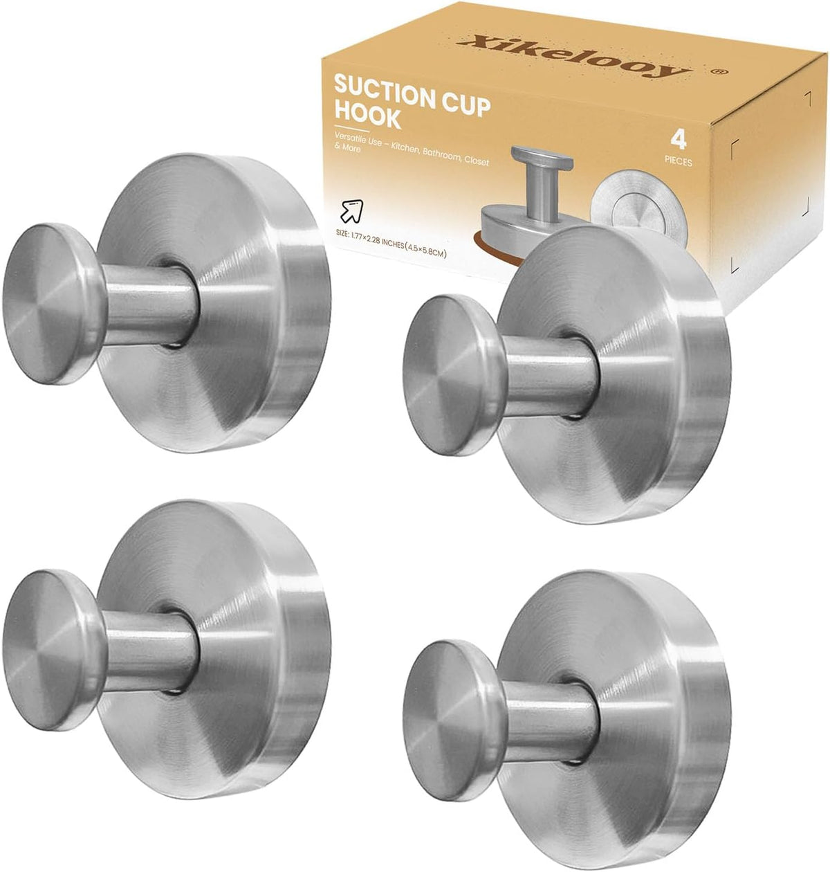 4 Pcs Suction Cup Hooksï¼No-Drill Suction Cup Hooksï¼ Removable Hookï¼Towel Hookï¼Suction Hook for Shower,Bathroom, Bedroom, Glass Window