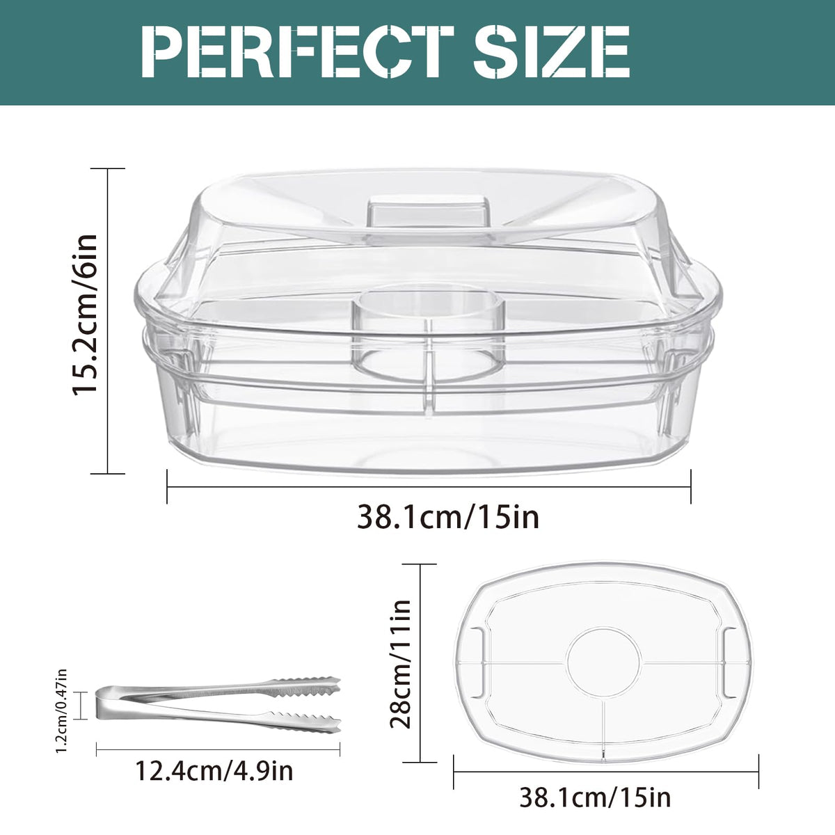 Chilled Serving Platters,Chilled Veggie Tray with Lid,Ice Serving Platters and Trays Cold Travel,Fruit Ice Serving Tray,Appetizer Fruit Snack Tray Keeps Food Cool