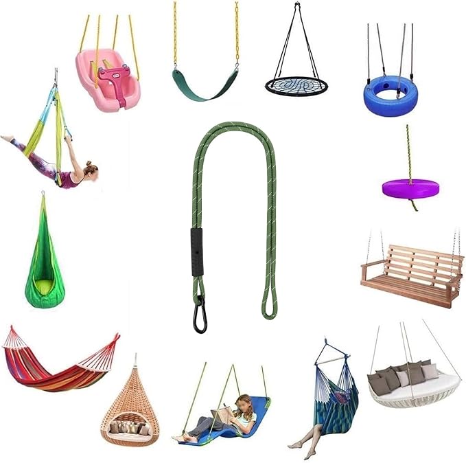 Heavy Duty Tree Swing Ropes, Hammock Tree Straps Hanging Kit, for Outdoor Swings Hammock Playground Set Accessories (6.75ft,81",Green,1Pack)