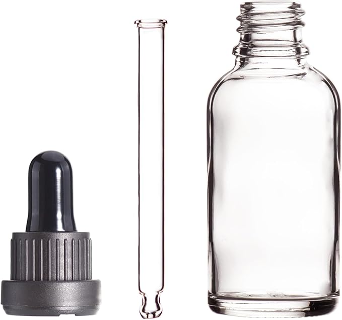YIZHAO Clear Glass Dropper Bottle 1oz, Tincture Bottles with Glass Dropper, for Essential Oils, Aromatherapy, Cosmetic, Laboratory, Pharmacy, Liquids, Travel –24 Pcs