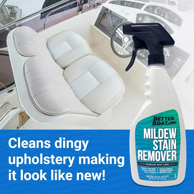 Stain Remover Cleaner, 22 Fl Oz, for Boat Seats, Fabric, Canvas, Carpet, and Vinyl, Removes Stains from Boats, RVs, Cars, Bathrooms, Shower Walls, Patio Furniture, and Pillows, Spray Formula