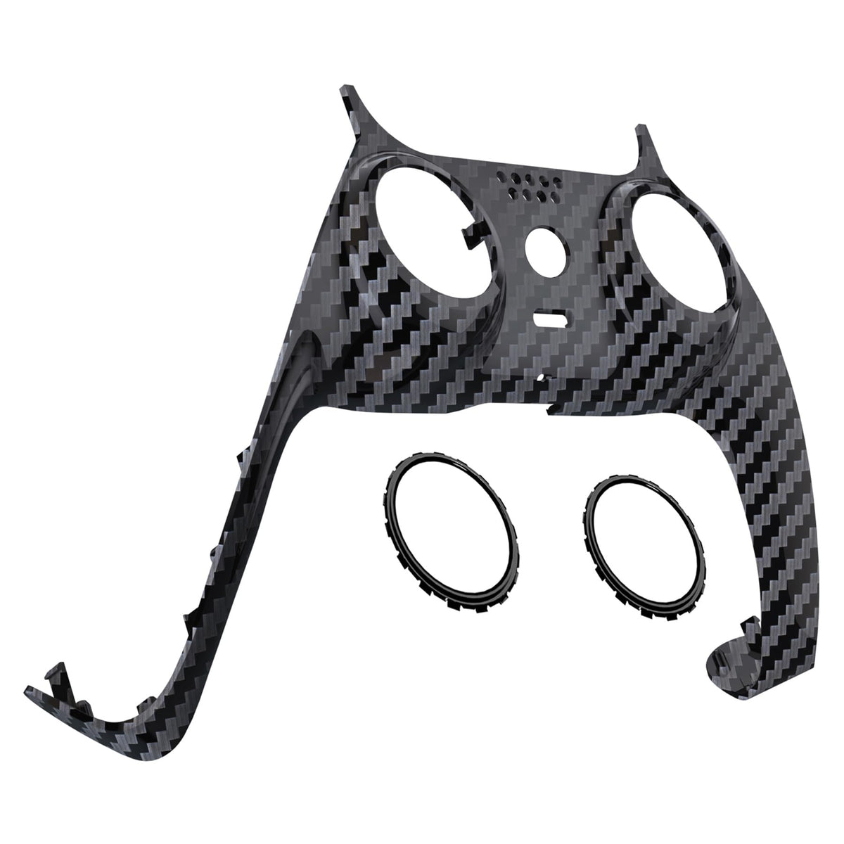 eXtremeRate Graphite Carbon Fiber Pattern Decorative Trim Shell Compatible with p s 5 Controller, DIY Replacement Clip Shell, Custom Plates Cover Compatible with p s 5 Controller with Accent Rings