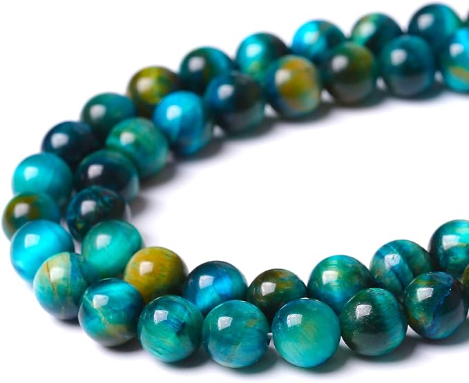10mm 38pcs Natural Blue Tiger Eye Stone Beads Round Loose Beads for Jewelry Making DIY Bracelet Necklace Accessories 15"