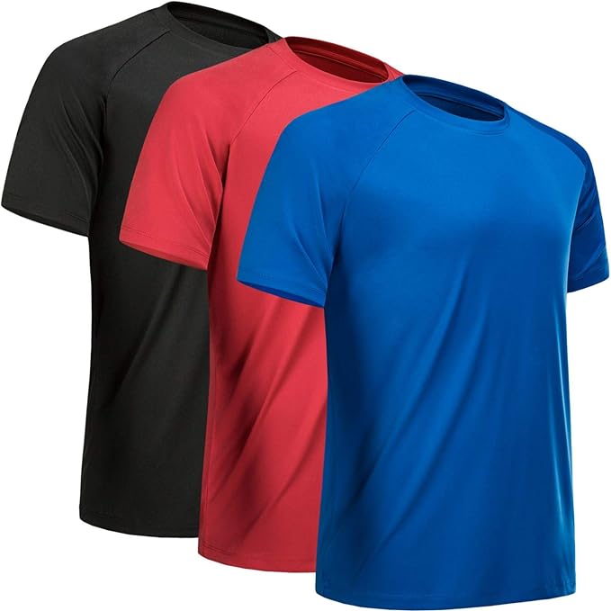 Workout Shirts for Men Short Sleeve Quick Dry Athletic Gym Active T Shirt Moisture Wicking