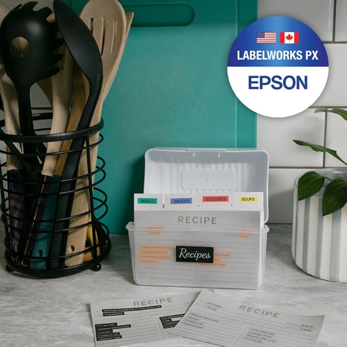 Epson LABELWORKS 224WMBPX Genuine PET (Polyester) Tape Cartridge - White on Matte Black Designer Craft Label Maker Tape - 1" (24MM) Wide, 26'