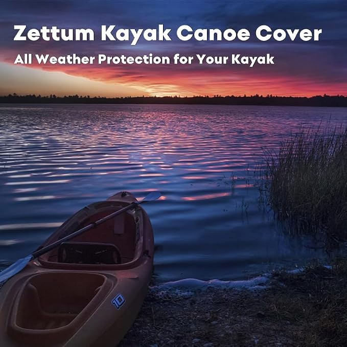 Zettum Kayak Cover 11.5 FT - 600D Heavy Duty & Waterproof Canoe Cover for Outdoor Storage, Fade-Resistant Accessory for Paddle Board, SUP, and Boat (Fit 11ft - 11.5ft)