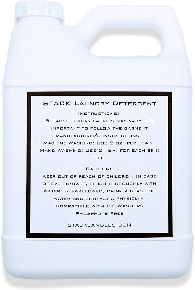 STACK Almost Home Luxury Laundry Detergent - Premium Scented Laundry Detergent for HE & Standard Washers - Infused With Wild Jasmine, Suede, & Musk - Dye Free Gentle & Effective Cleaning - 32 oz