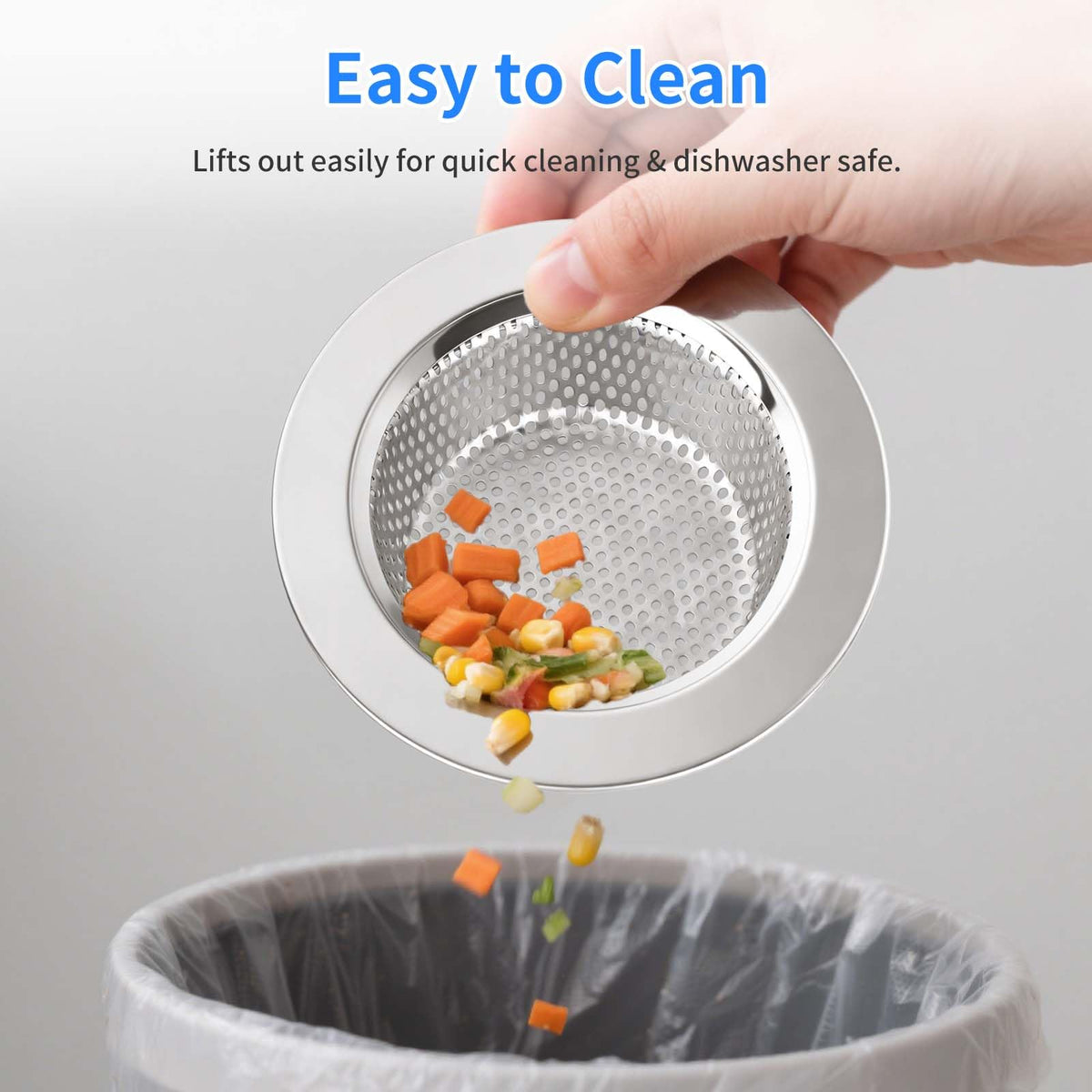 Chefbee Kitchen Sink Drain Strainer - 4 Pack Stainless Steel Sink Drain Cover Filter Food Catcher Basket with Wide Rim 4.4”, Kitchen Accessories