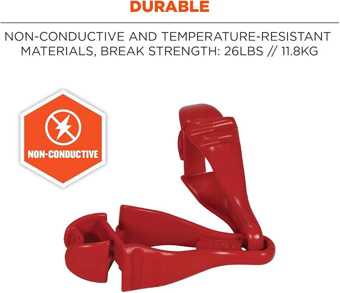 Ergodyne Squids 3400 Glove Clip Holder with Dual Clips,Red, 100-Pack