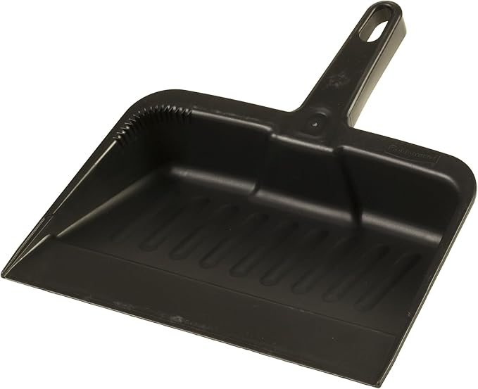 Rubbermaid Commercial Products 12.25, Heavy-Duty Dust Pan, Durable Plastic, Charcoal, Ideal for Industrial/Professional Debris Collection & Home Cleaning, Pack of 12