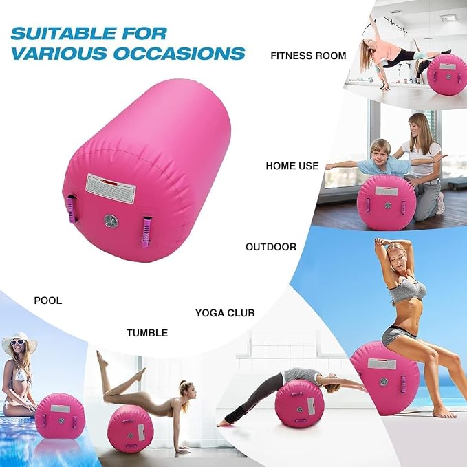CZGBRO Gymnastics Barrel Air Roller NO Pump, Inflatable Tumbling Equipment Air Mat Octagon Mat for Backhandspring Training Cheerleading Home Use