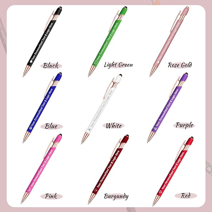 STREADVE 150 Personalized Custom Pens Engraved Writing Pen with Name Logo, Customized Promotional Items Stylus Pen Gifts for Women Realtor Reunion Wedding Business, Red