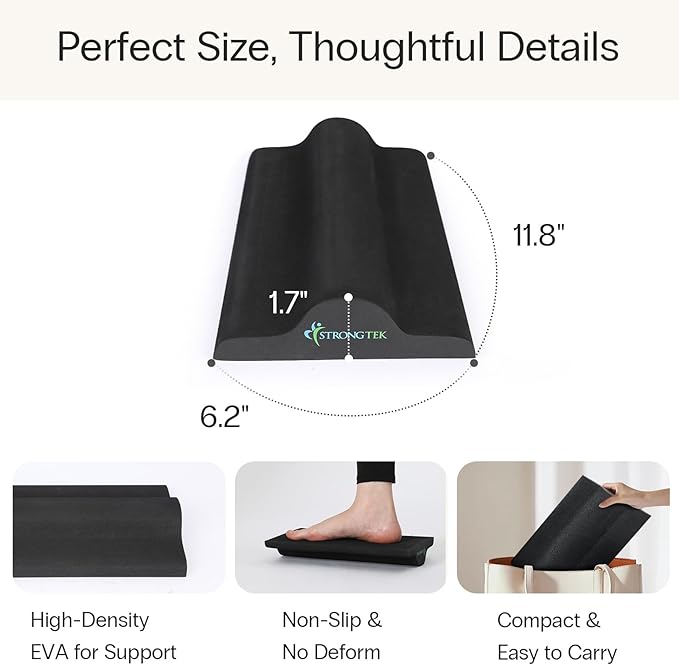 StrongTek XL Yoga Wedge & Foot Stretcher Set – Extra-Large Foam Incline Blocks + Plantar Fasciitis Relief Stretcher