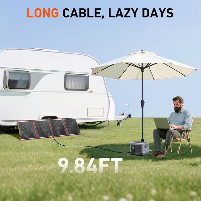 DOKIO 150W Portable Foldable Solar Panel Kit (20x21in, 7.3lb), with Separate Controller and Dual USB, Monocrystalline Charger for 12V Batteries & Power Stations, RV Camping Trailer Emergency Backup