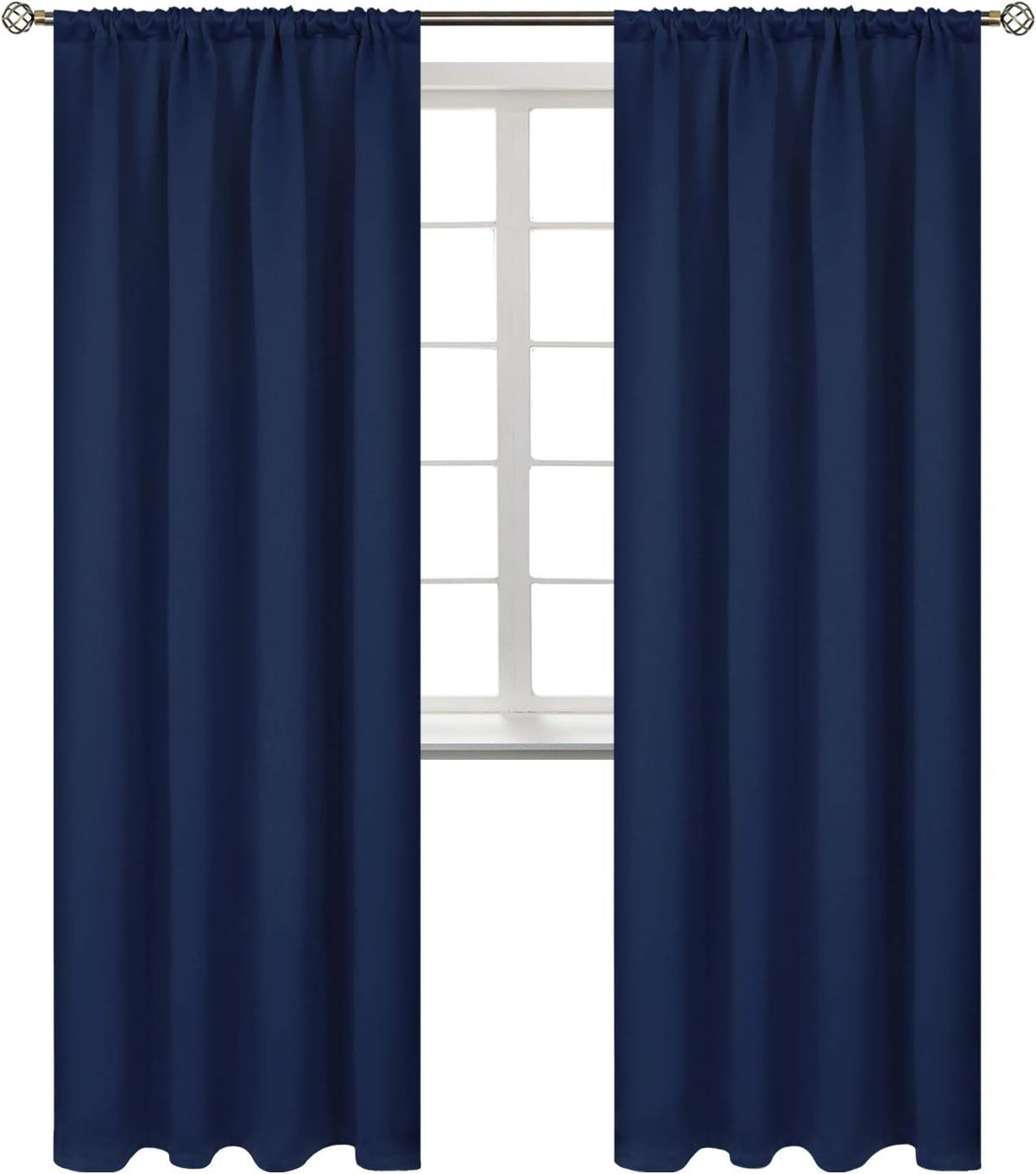 BGment Rod Pocket Blackout Curtains for Bedroom 84 Inches Length - Thermal Insulated Room Darkening Curtain for Living Room, 42 x 84 Inch, 2 Panels, Navy Blue