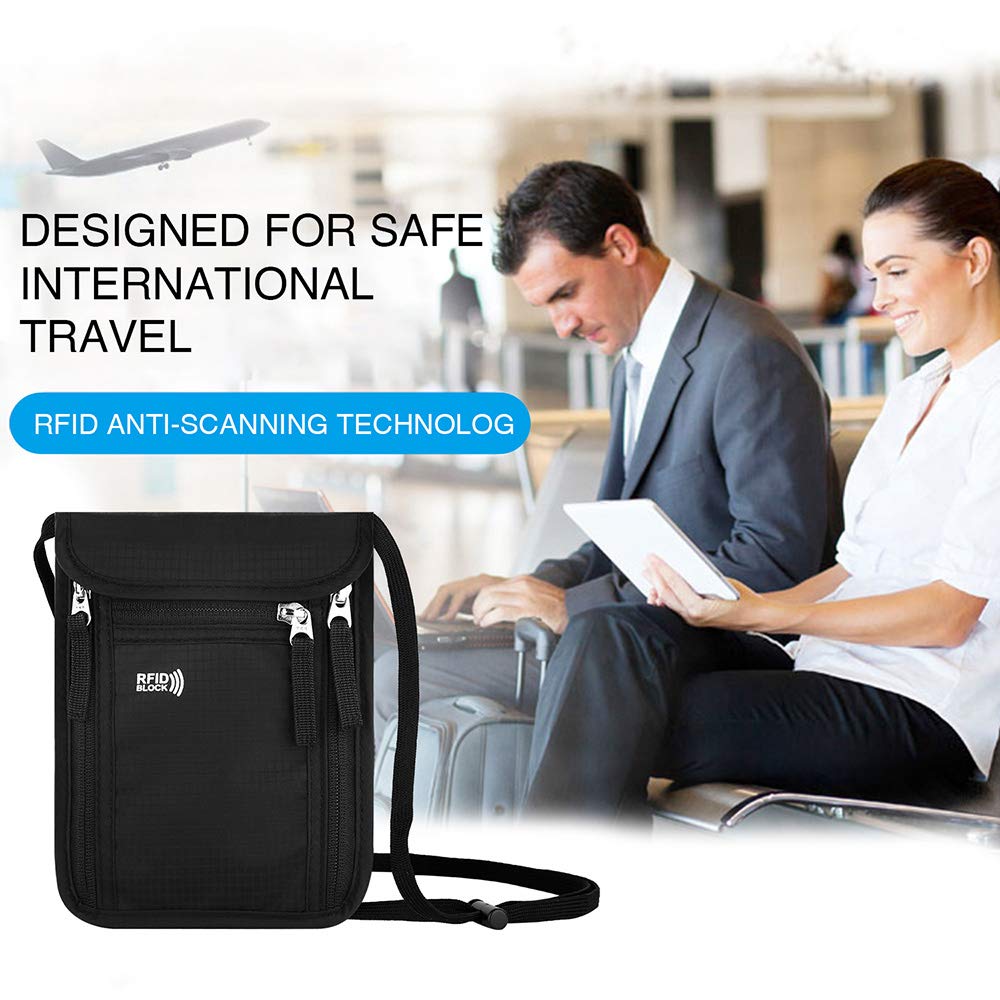 KEAFOLS Travel Pouch Neck Wallet Family Passport Holder Organizer Case with RFID Blocking
