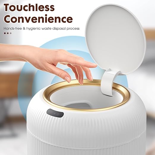 Procade Motion Sensor Trash Can with Lid, 3 Gallon Electric Bathroom Garbage can, Small White Wastebasket Touchless Trash Bin,Automatic Mini Trashcan for Bedroom,Toilet, Office, rv, Living Room