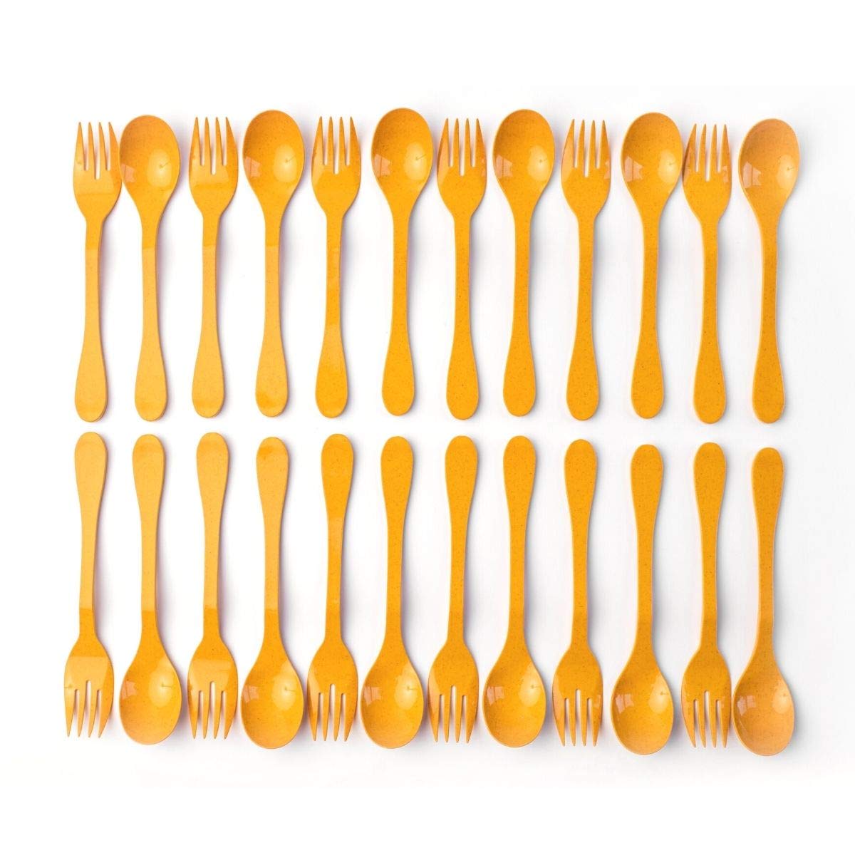 Knork Eco Plant Based 24 Pack Reusable Bamboo Flatware Set (Orange)