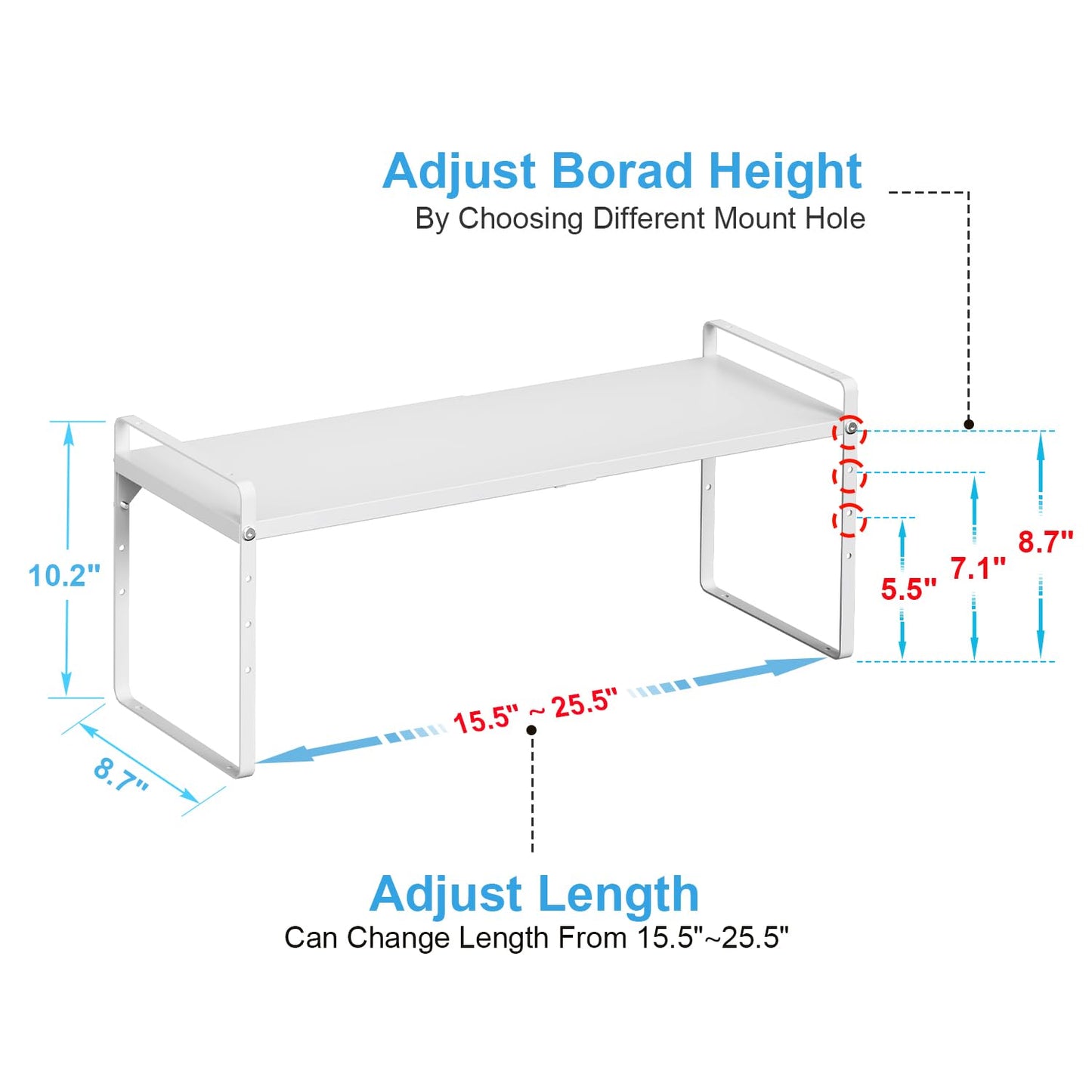 15.5 to 25.5 Inch Expandable Kitchen Cabinet Organizer Shelf, 30 LBS Heavy Duty Stackable Kitchen Counter Storage Shelves Organizers, 2 Pack Adjustable Small Storage Shelf Rack For Cabinet Cupboard