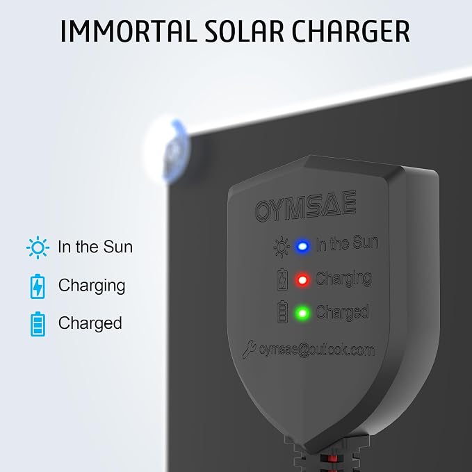 OYMSAE White 20W 12V Solar Panel Battery Charger Portable Waterproof Power Trickle Battery Charger & Maintainer for Car Boat Automotive RV with Cigarette Lighter Plug & Wiring Clip