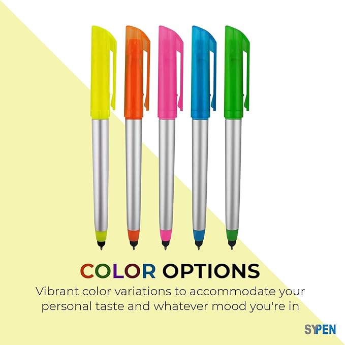 Personalized Pens with Highlighter and Stylus -175 Pack Bulk-Free Imprint - 3 In Highlighter, Ballpoint Pen, and Stylus Combo- add Custom Business Name, Logo or Gift Message- Assorted, Colored Imprint