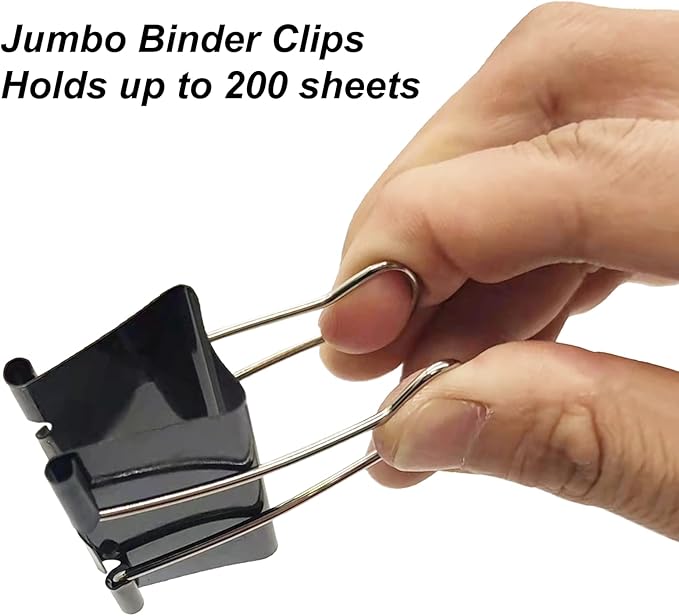 2 Inch Extra Large Binder Clips 48 Pack, Jumbo Paper Clips, Big Paper Clamps, Binder Clips Large Size for Home, School and Office Supplies