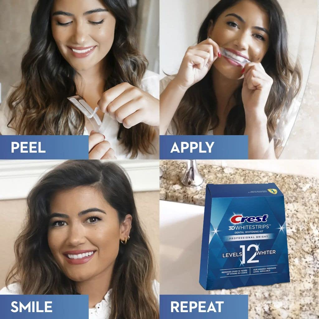 Crest 3D Whitestrips Professional Bright Levels 12 Teeth Whitening Kit, 18 Treatments, 1, 36.0 Count
