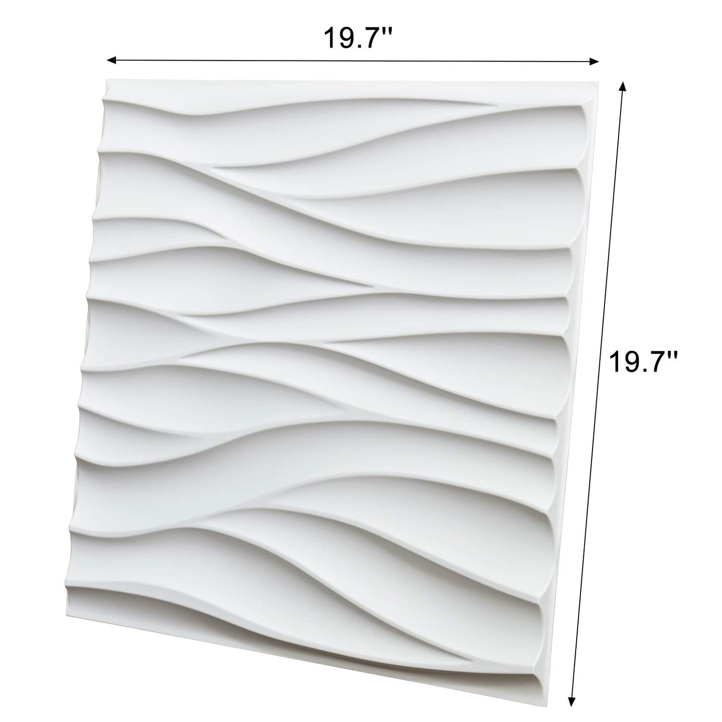 Art3d 19.7" x 19.7" (Pack of 12) Wall Panel Wavy, White