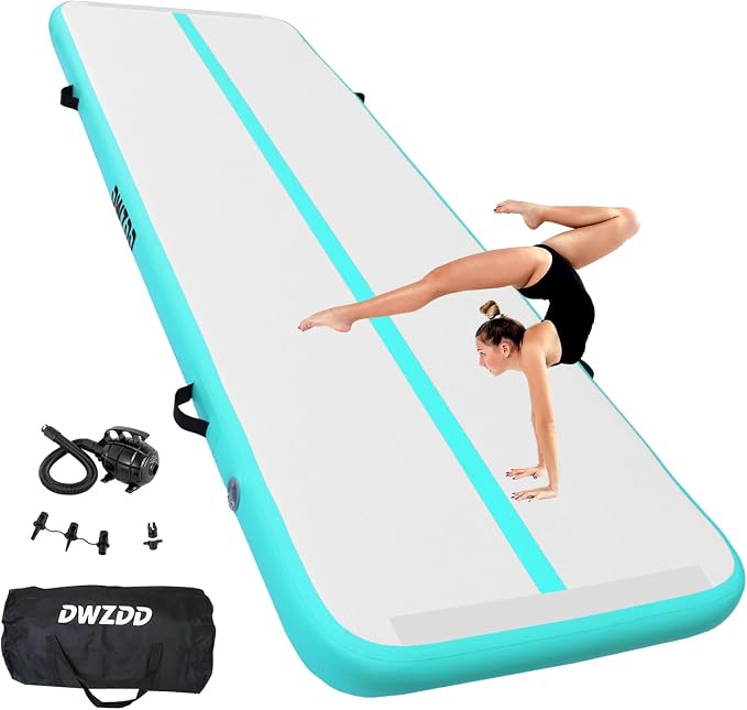 Dwzdd Gymnastics Air Mat 10ft/13ft/16ft/20ft Tumbling Mat Inflatable Gymnastics Tumble Track for Home/Gym/Training/Cheerleading/Water with Electric Pump