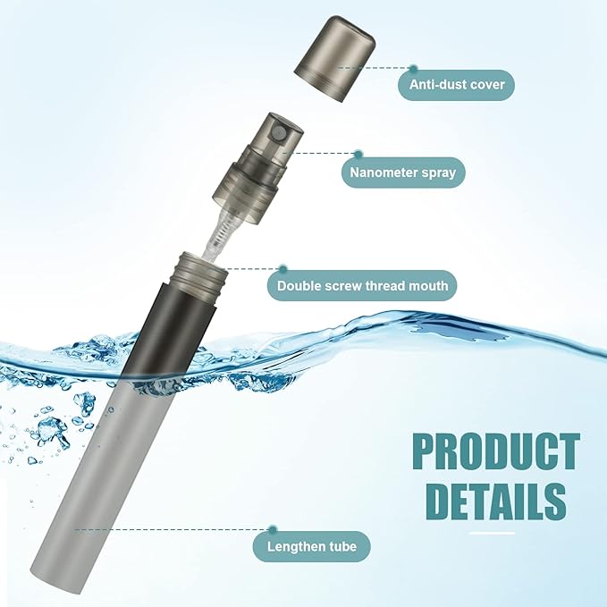 Remerry 10 ml Perfume Spray Bottles Plastic Travel Refillable Mini Bottles for Women Small Fine Mist Sprayers Portable Frosted Perfume Sprayers Empty Atomizer for Essential Oil (50 Pcs)