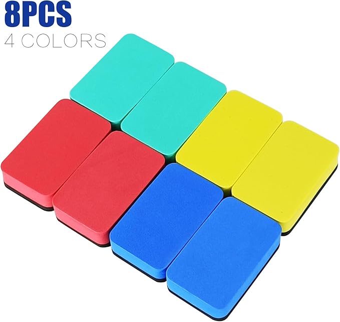 Dry Erase Eraser,8 Pack Magnetic Whiteboard Erasers,Rectangle Dry Erase Board Erasers for Classroom, Home, and Office(8pcs-Rectangle)