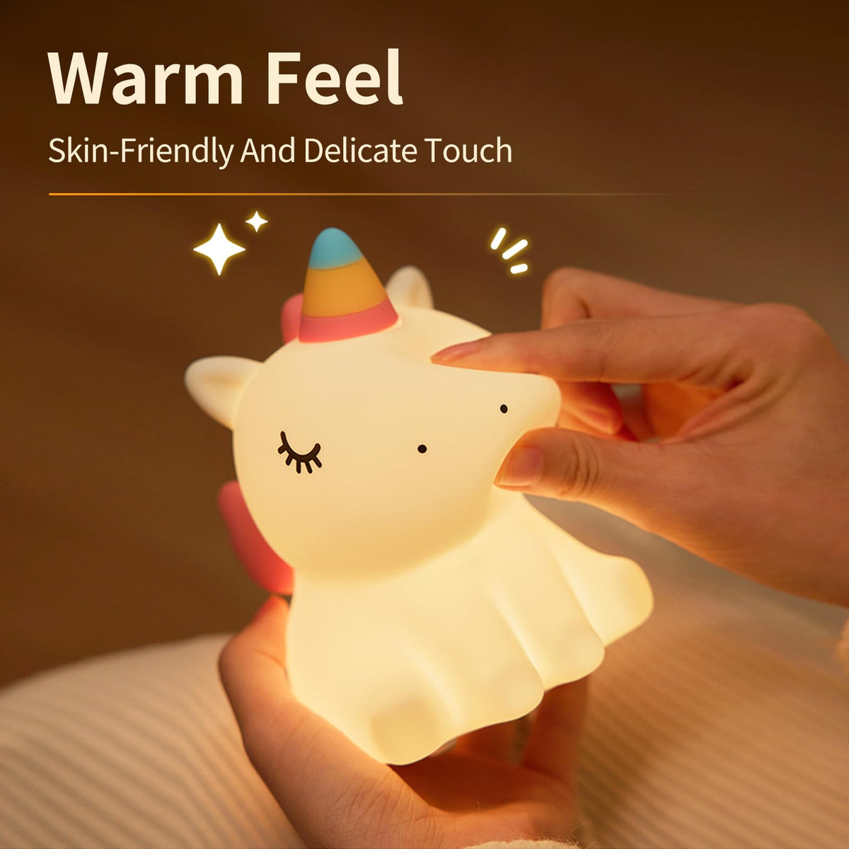 AVACOM Unicorn Night Light for Kids - Cute Nursery Night Light, LED Squishy Unicorns Lamp, Silicone Unicorn Dimmable Light up Duck, Rechargeable Bedside Touch Lamp for Breastfeeding, Bedroom