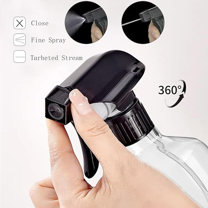 2 Pack Leakproof Spray Bottles 300ml - Adjustable Nozzle (Mist/Jet), Refillable PET Plastic for Hair, Cleaning, Plants, Travel | BPA-Free, No-Spill Design, Salon & Home Essentials (Brown)