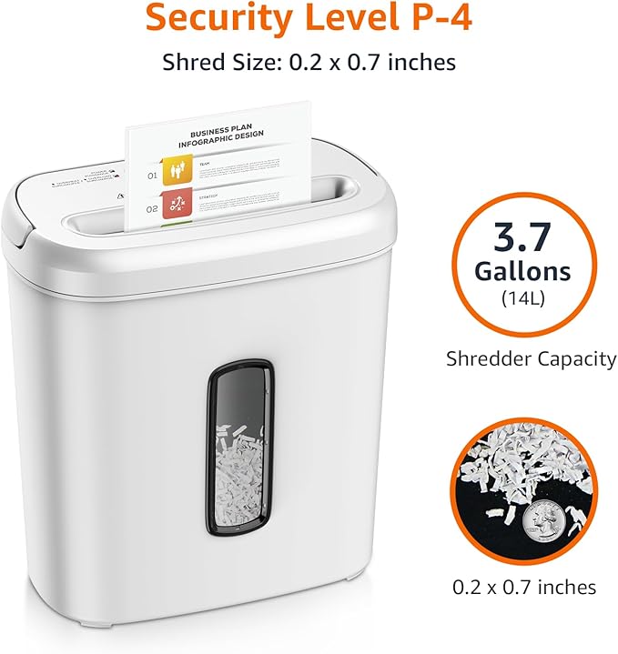 Amazon Basics Cross Cut Paper and Credit Card Shredder for Security - 8-Sheet, Heavy Duty, White