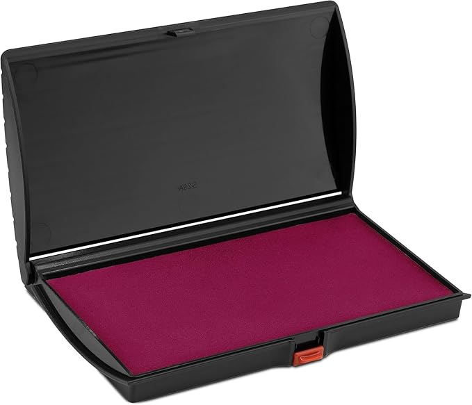 Large Premium Magenta Purple Ink Stamp Pad - 3" by 6" - Quality Felt Pad - Case with Closing snap