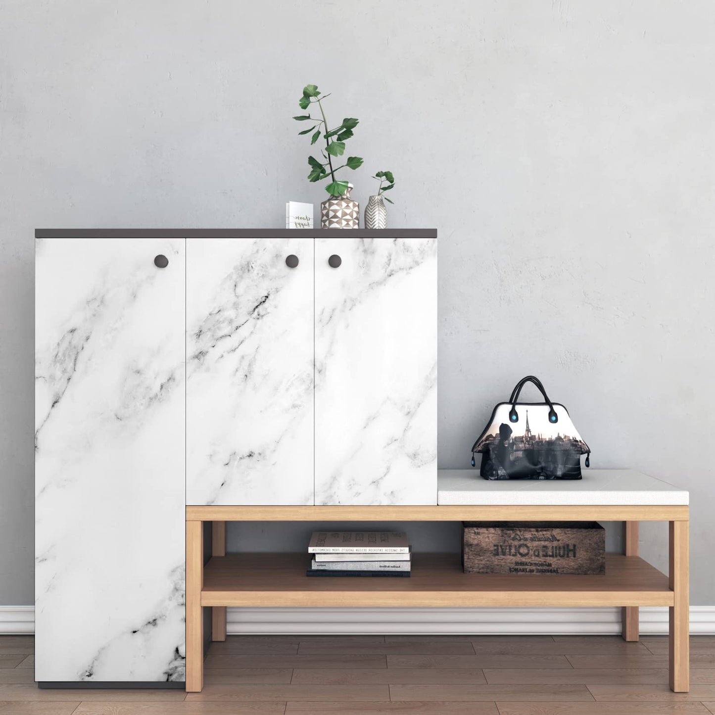 Decotalk 30"x200" Countertop Vinyl Wrap Marble Contact Paper White Counter Cover for Countertops Waterproof Matte Marbles Contact Paper for Counter Top Removable Marble Wallpaper Peel and Stick