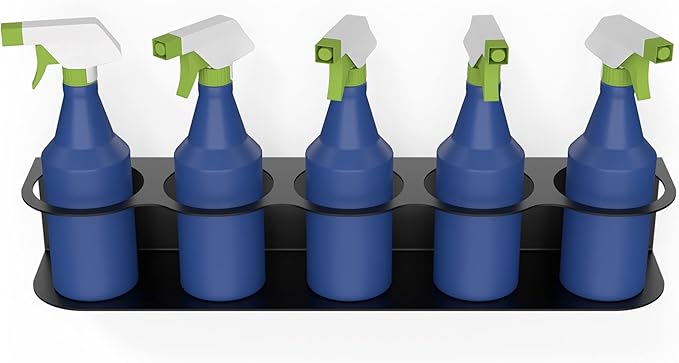 Koova 5 All-Purpose Spray Bottle Holder | Easy Install Wall Mount Hardware Included | Heavy-Duty Powder Coated Steel Storage Rack for Garage And Home | Craft Workspace Paint Bottle Organizer USA Made