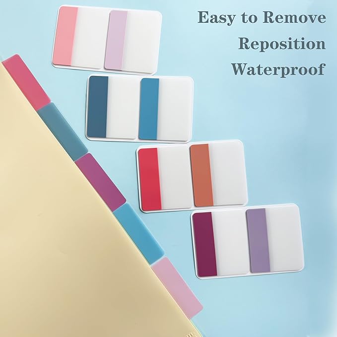 ELII 300 PCS Tabs 2 Inch Sticky Index Tabs,Writable and Repositionable Book Tabs File Tabs Self Adhesive,Page Markers for Pages Notebooks