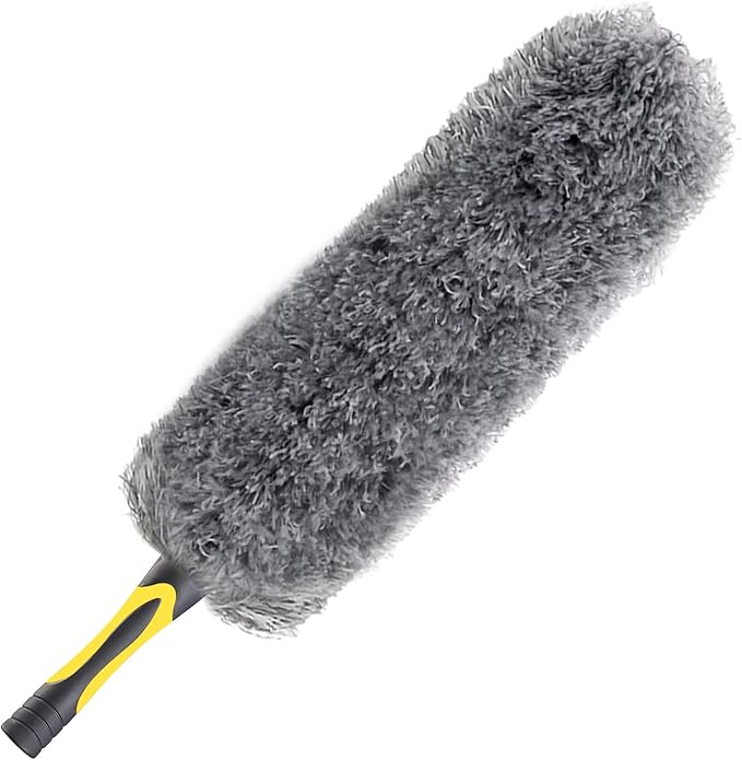 Flexible Microfiber Feather Duster, Electrostatic & Bendable Ceiling Fan Duster, Non-Slip Hand-Grip, Fits All Extension Poles with Standard US Acme Thread (Pole Sold Separately)